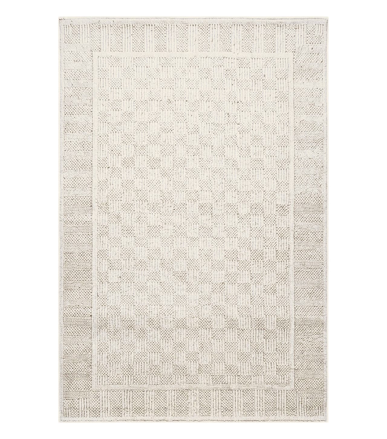 3x5 Karastan Rug Chaumiere Collection, Kara-Loc, Design #291/9866, Creme Color, Textured Squares II Patern, 3'6" x 5' 3" Carpet