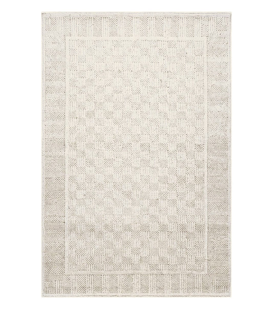 3x5 Karastan Rug Chaumiere Collection, Kara-Loc, Design #291/9866, Creme Color, Textured Squares II Patern, 3'6" x 5' 3" Carpet