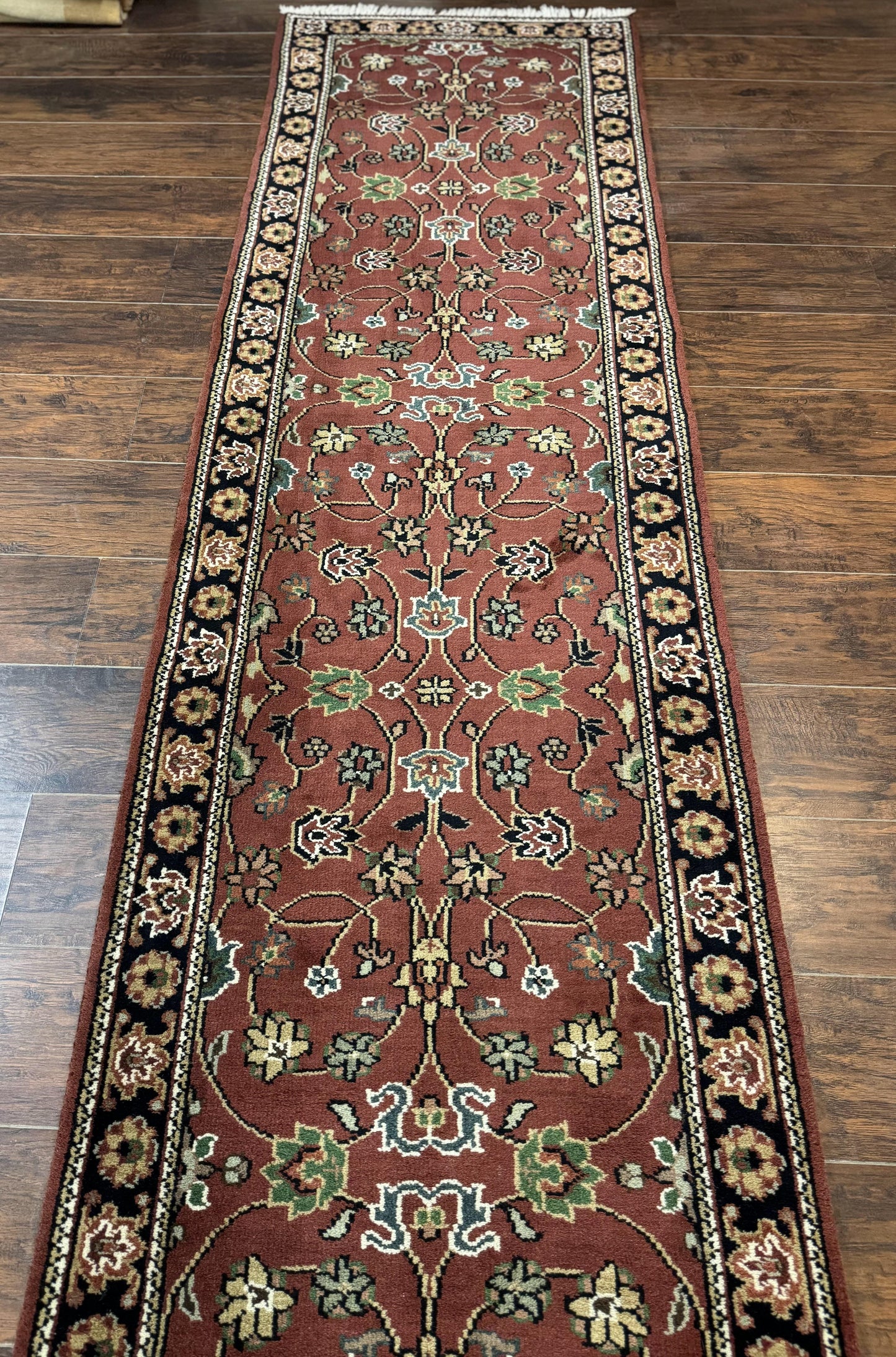 Indo Persian Sarouk Runner Rug 2.8 x 20 ft Runner for Hallway, Long Runner Rug, Handmade