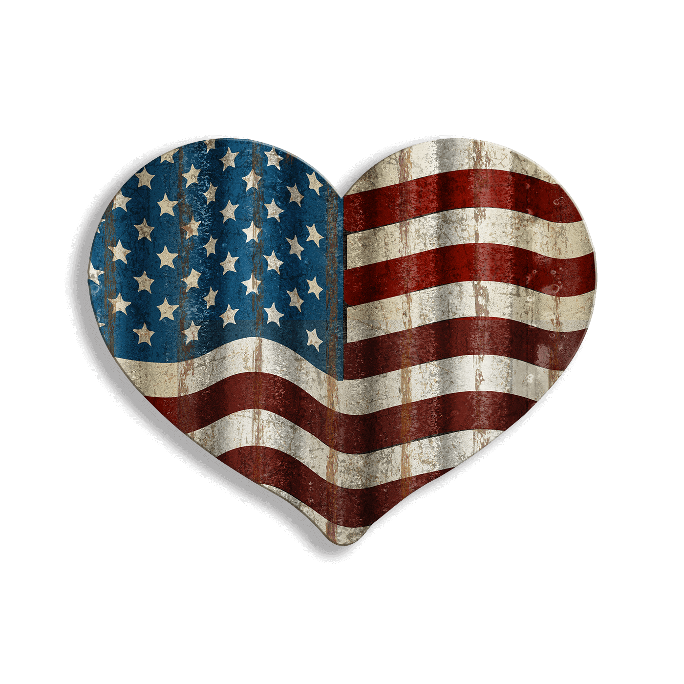 Heart-Shaped American Flag - Corrugated Metal Wall Art