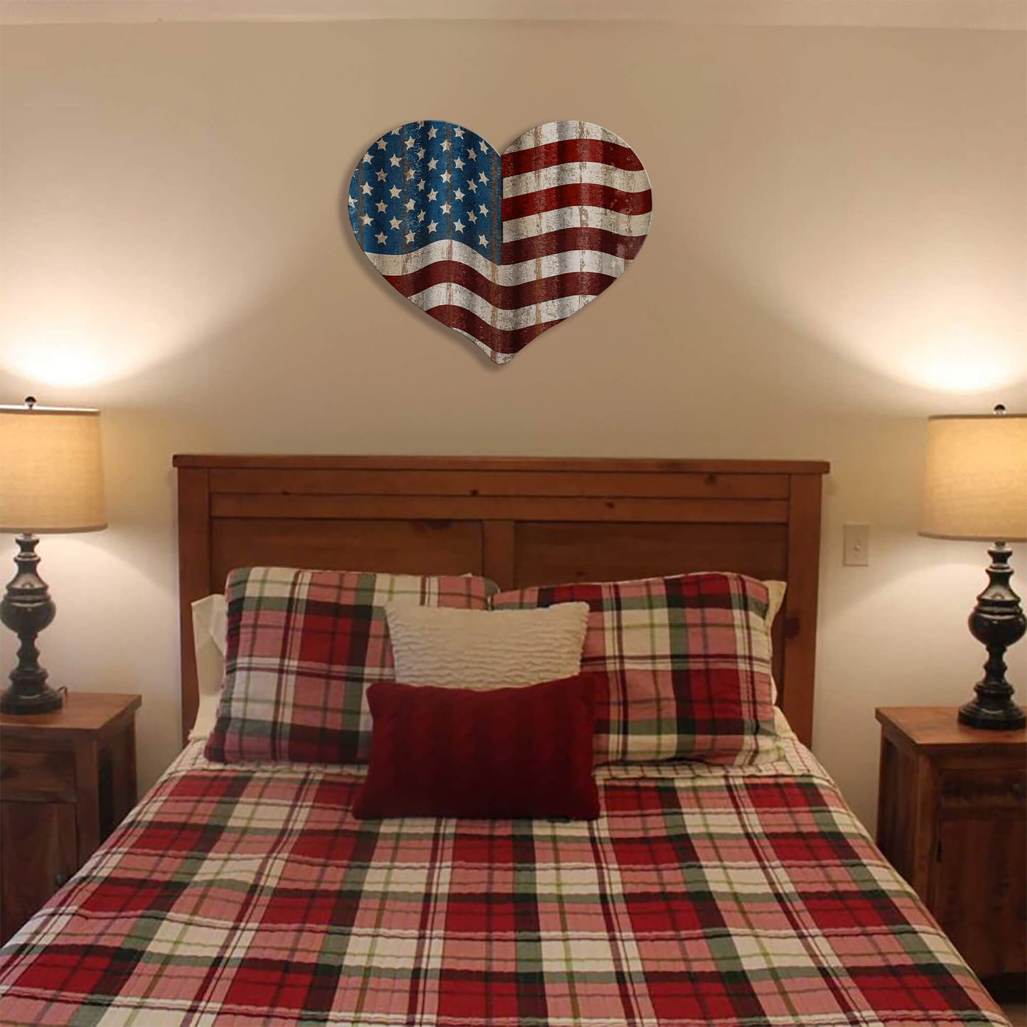 Heart-Shaped American Flag - Corrugated Metal Wall Art