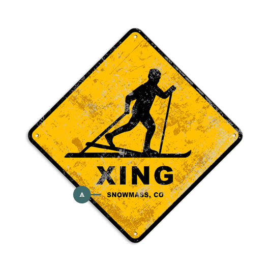 Cross Country Skier Crossing - Metal Wall Art