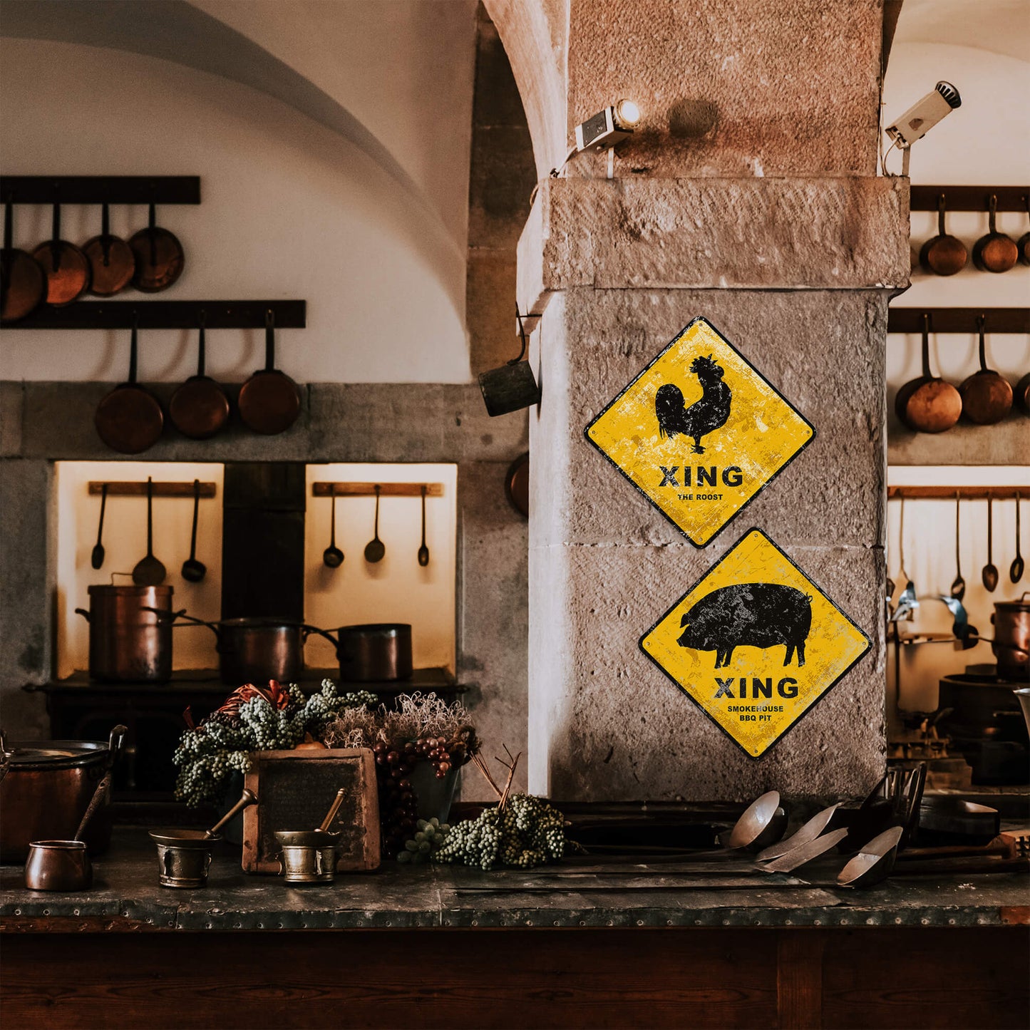 Rooster Crossing - Metal Wall Art