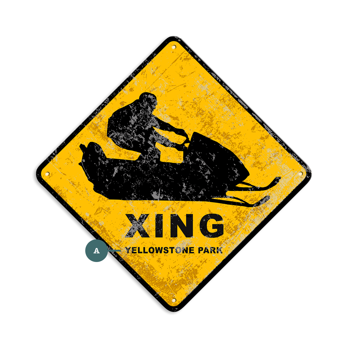 Snowmobile Crossing - Metal Wall Art