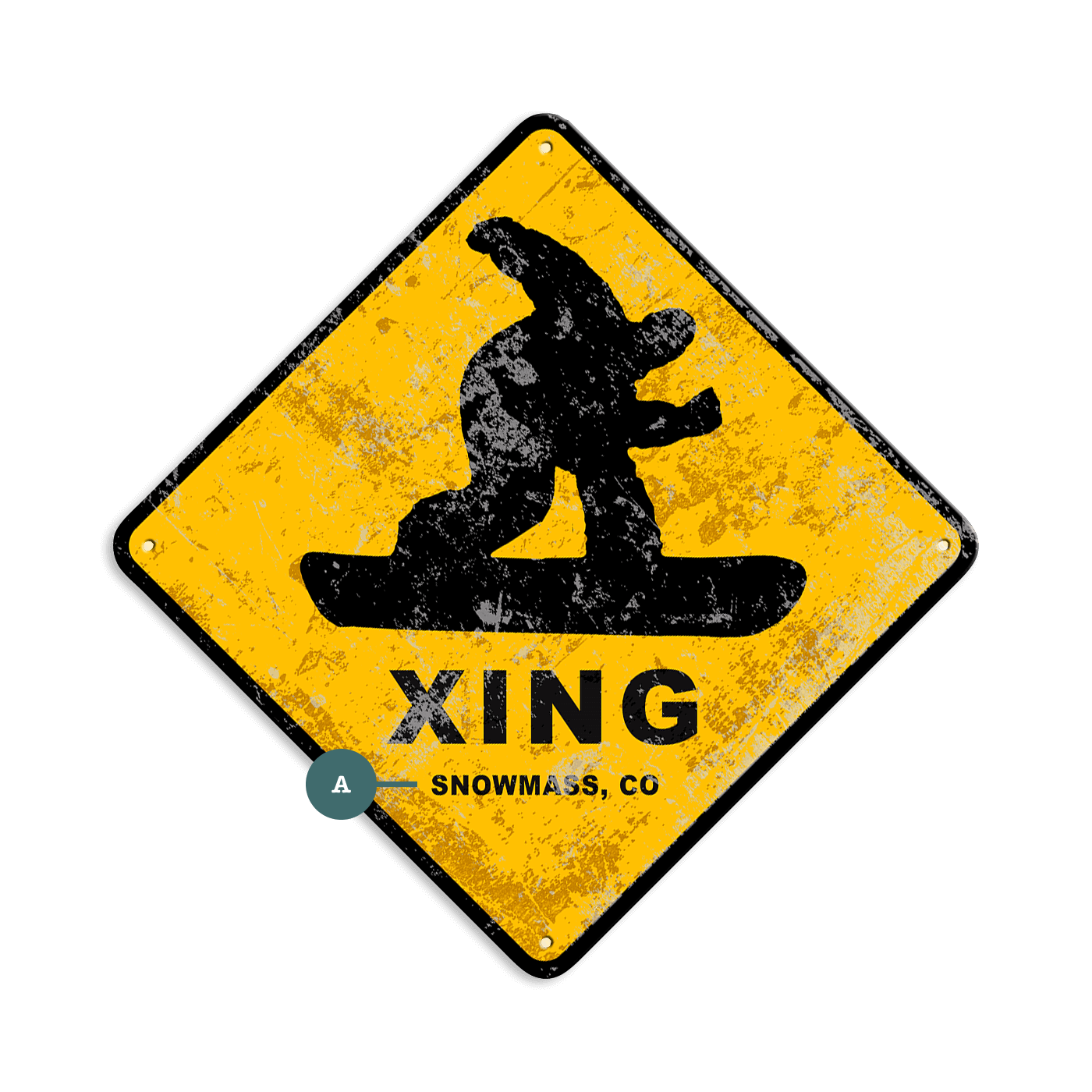 Snowboarder Crossing - Metal Wall Art