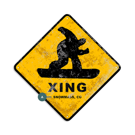 Snowboarder Crossing - Metal Wall Art