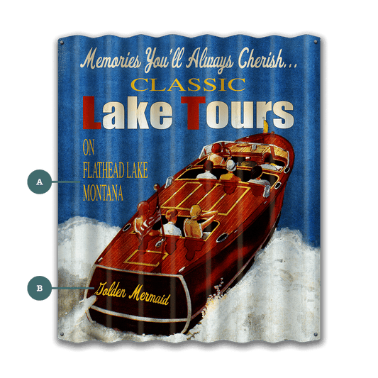 Classic Lake Tours - Corrugated Metal Wall Art