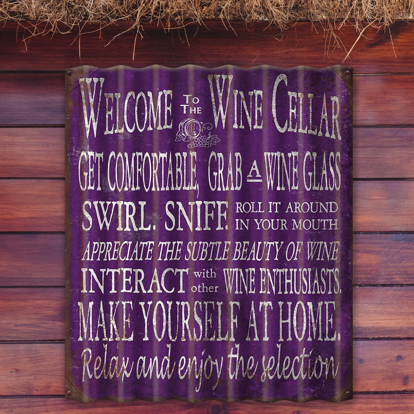 Welcome to the Wine Celler - Corrugated Metal Wall Art
