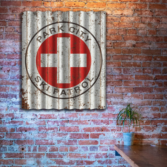 Vintage Ski Patrol Sign - Corrugated Metal Wall Art
