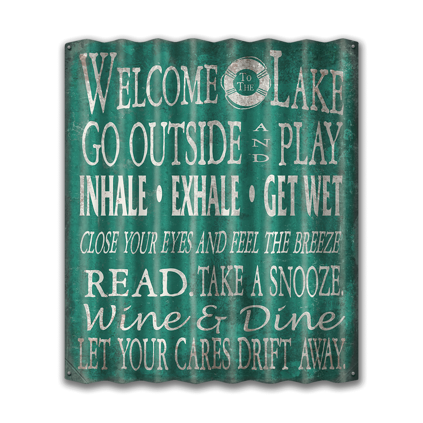 Welcome to the Lake: Green Generic - Corrugated Metal Wall Art