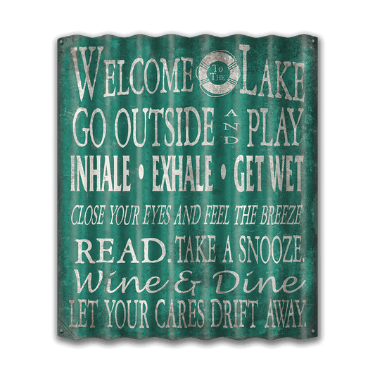Welcome to the Lake: Green Generic - Corrugated Metal Wall Art