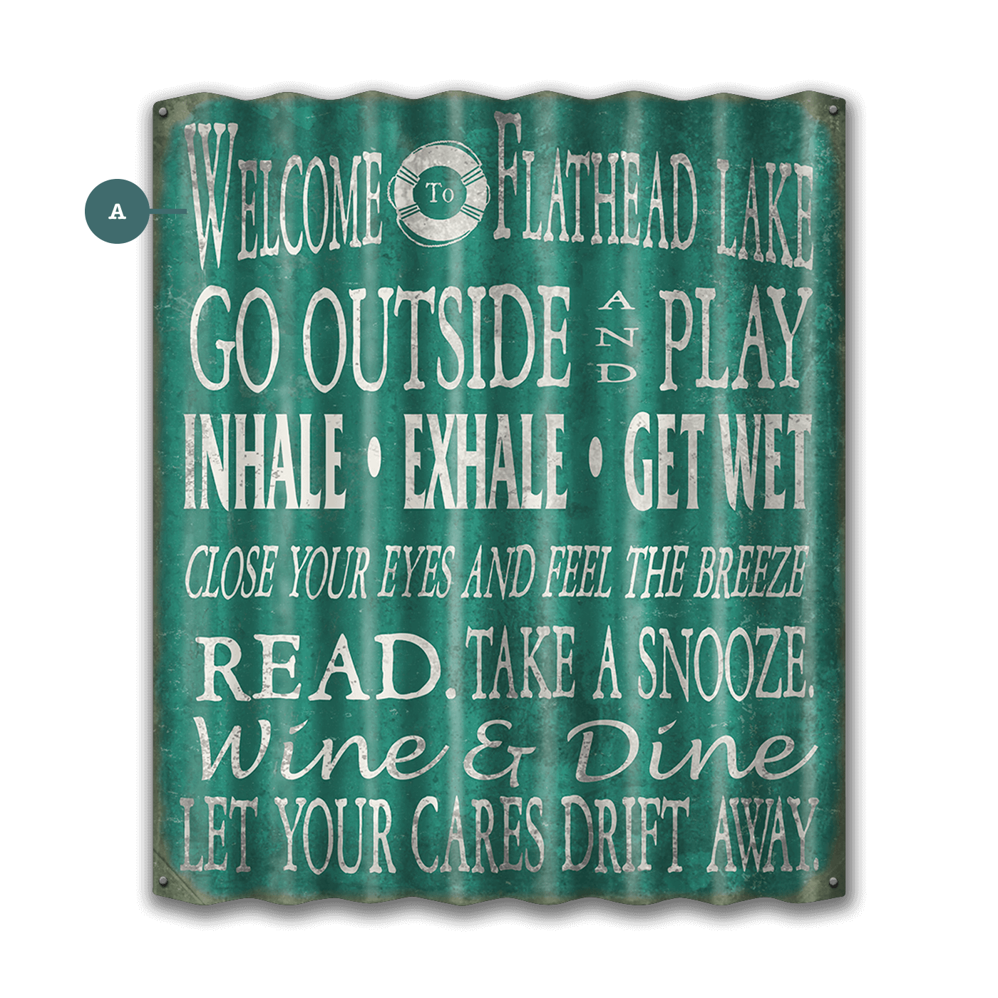 Welcome to the Lake: Green Personalized - Corrugated Metal Wall Art