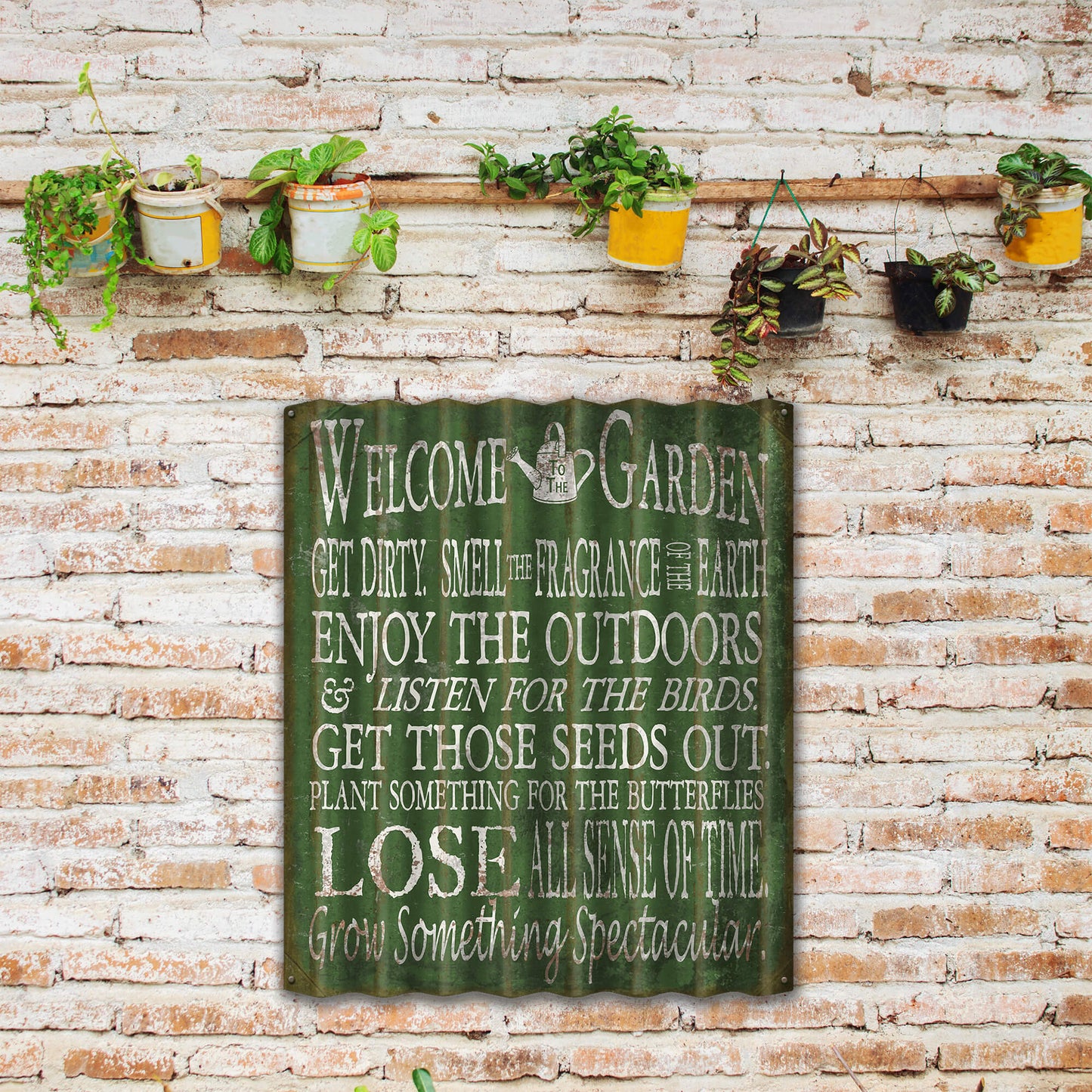Welcome to the Garden - Corrugated Metal Wall Art