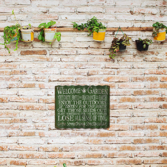 Welcome to the Garden - Corrugated Metal Wall Art