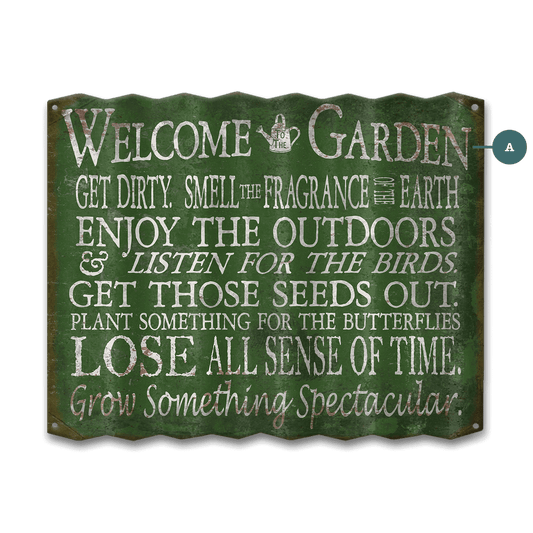 Welcome to the Garden - Corrugated Metal Wall Art