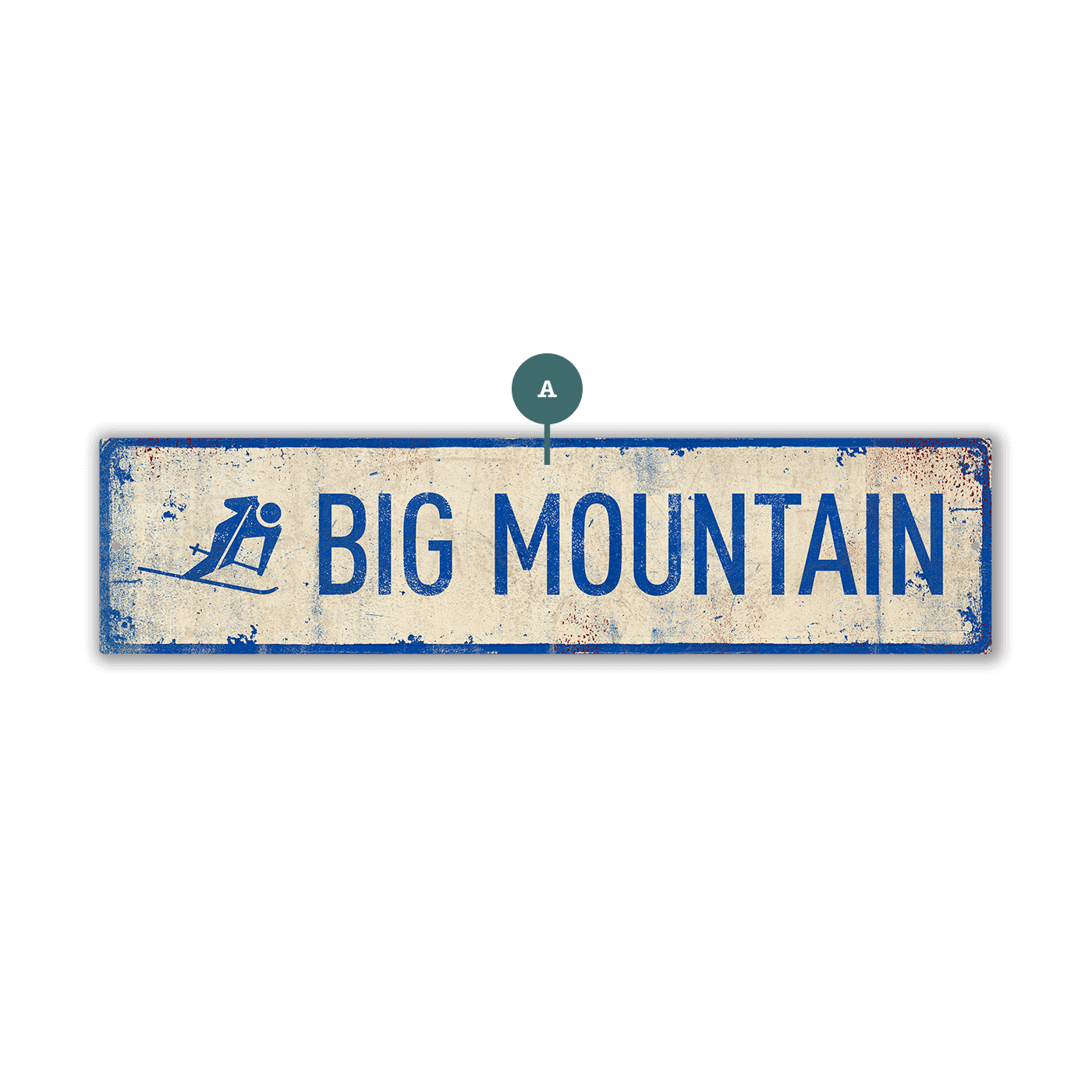 Landmark Skier Custom Signs: White 1 Line - Wall Decor