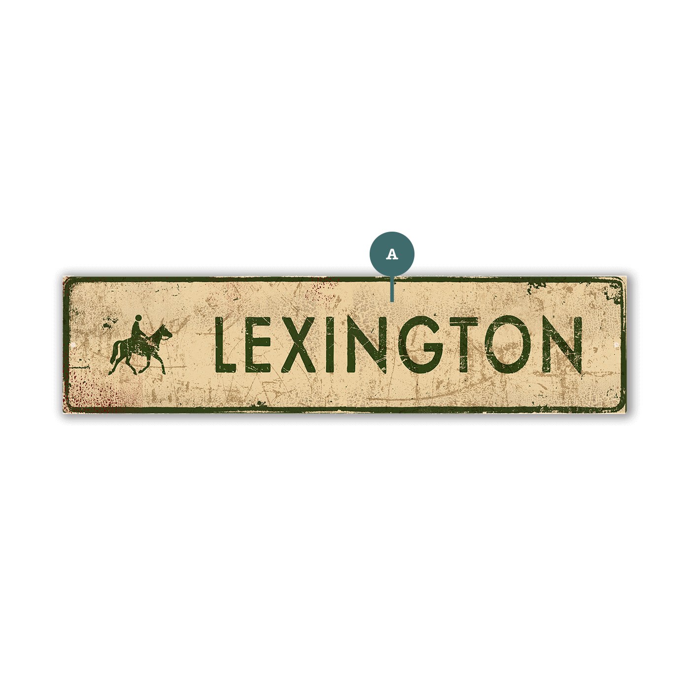 Landmark Horse Riding Custom Signs: Cream & Green - Wall Decor
