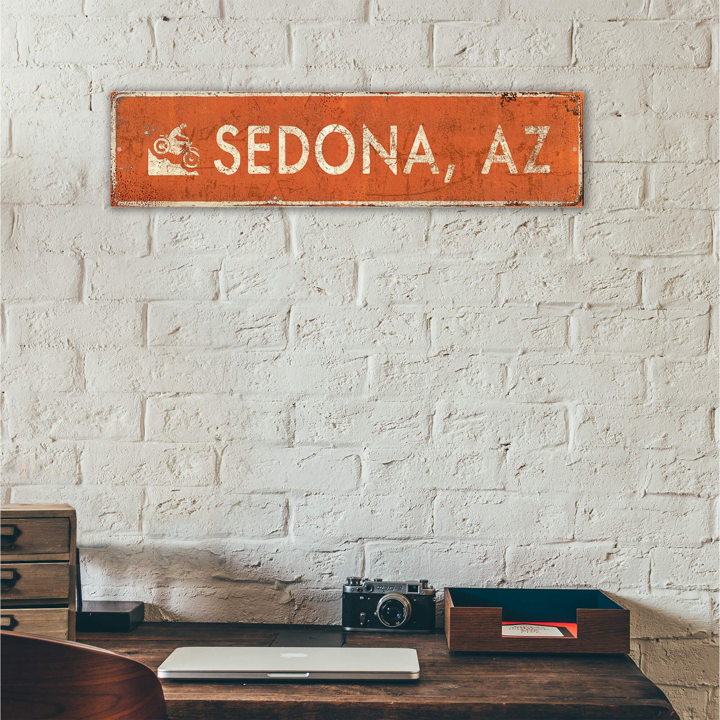 Landmark Motorbike Custom Signs: Terra Cotta - Wall Decor