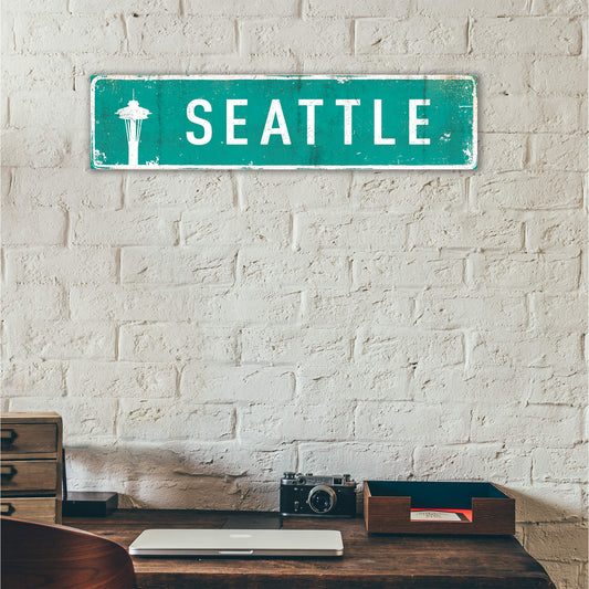 Landmark Space Needle Signs: Teal 1 - Wall Decor
