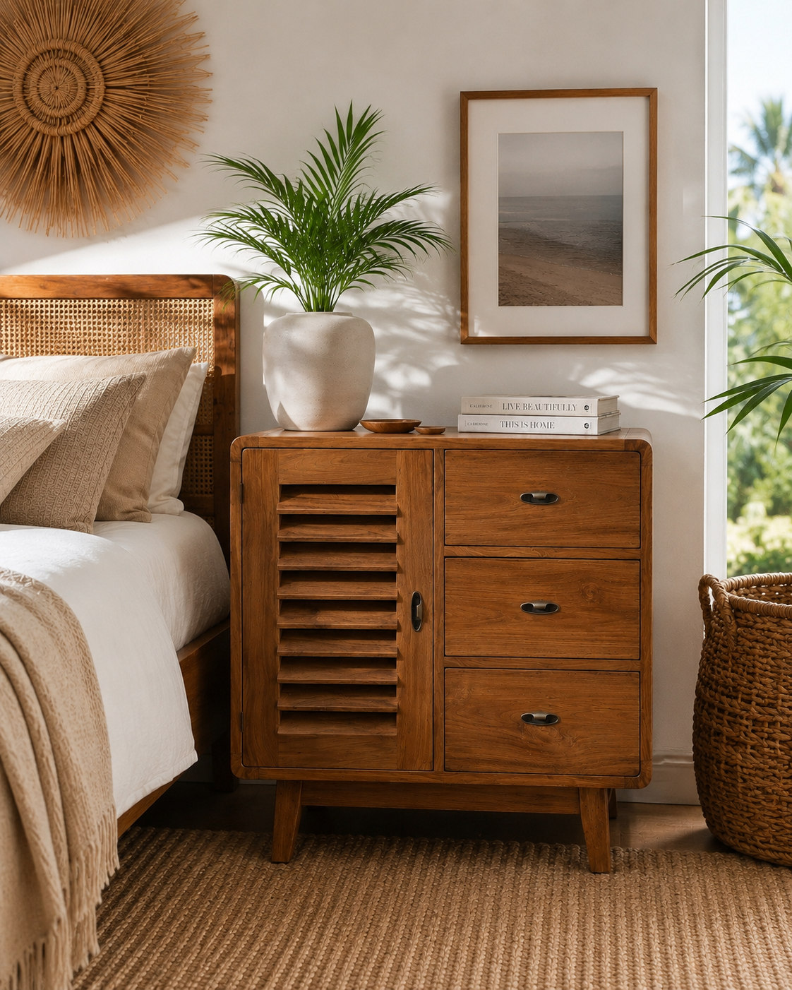 Recycled Teak 3 Drawer/1 Door Cabinet