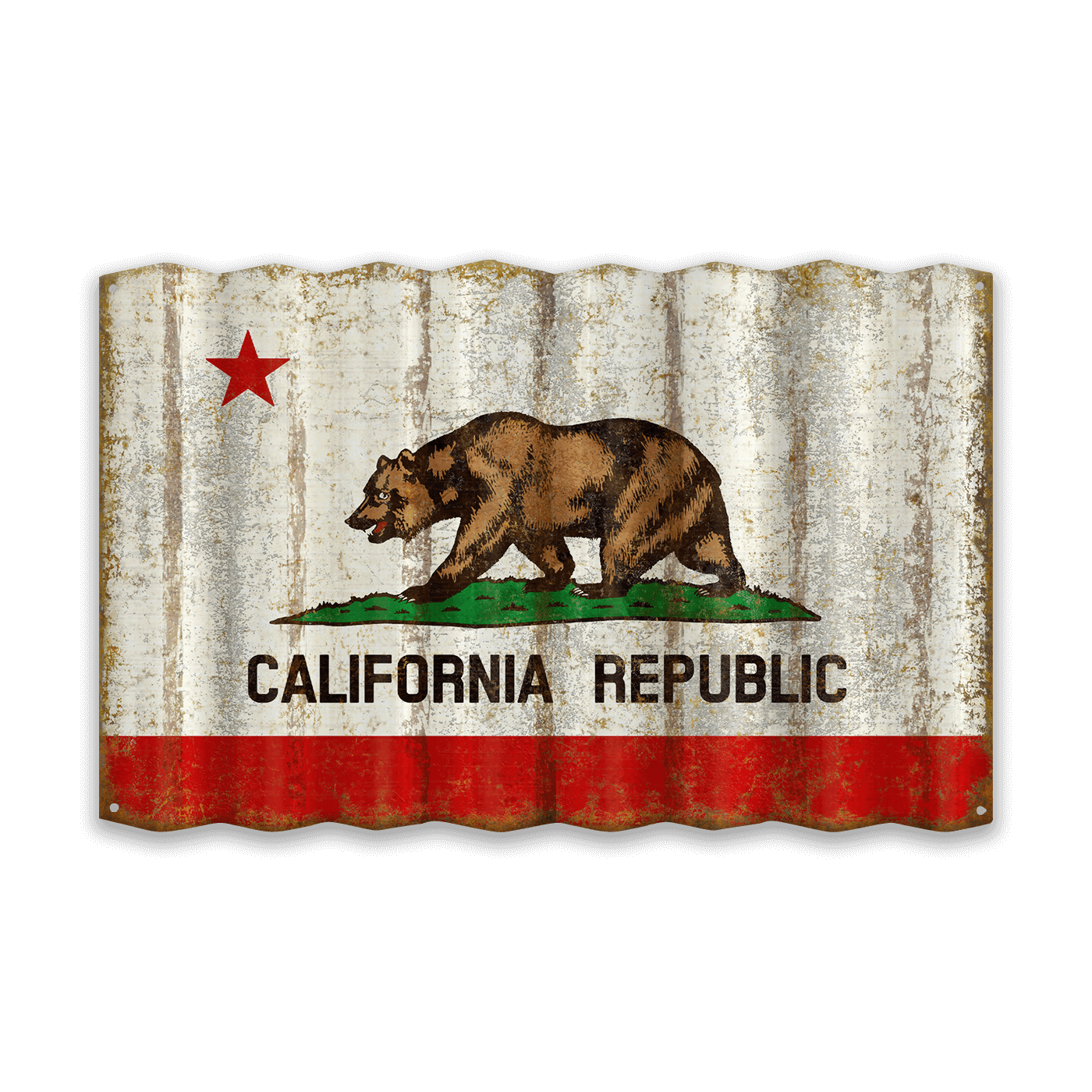 California State Flag - Corrugated Metal Wall Art