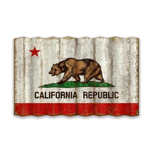 California State Flag - Corrugated Metal Wall Art