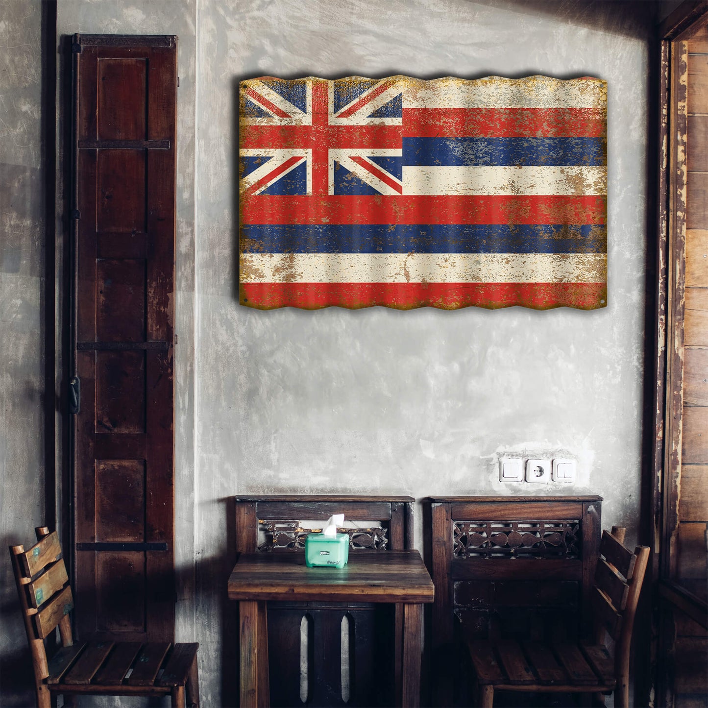 Hawaii State Flag - Corrugated Metal Wall Art