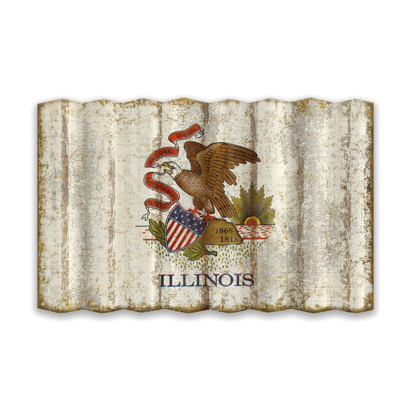 Illinois State Flag - Corrugated Metal Wall Art