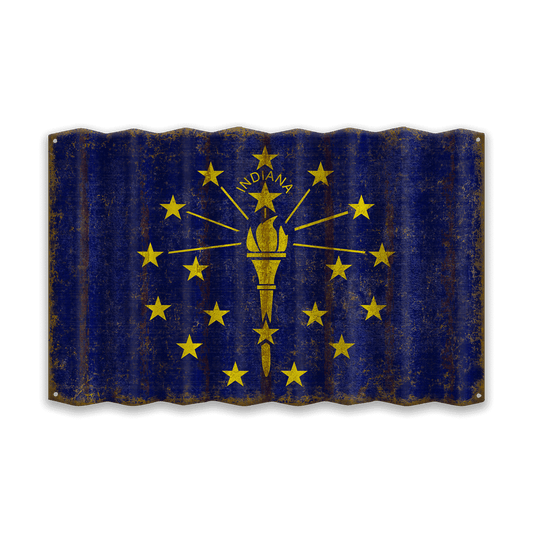 Indiana State Flag - Corrugated Metal Wall Art