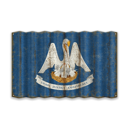 Louisiana State Flag - Corrugated Metal Wall Art