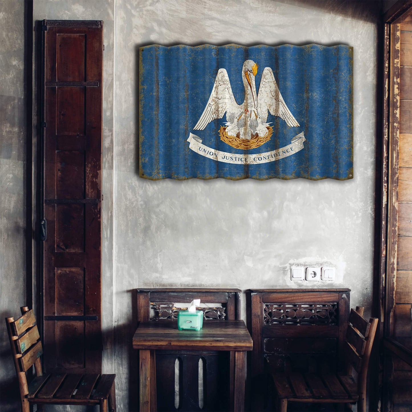 Louisiana State Flag - Corrugated Metal Wall Art