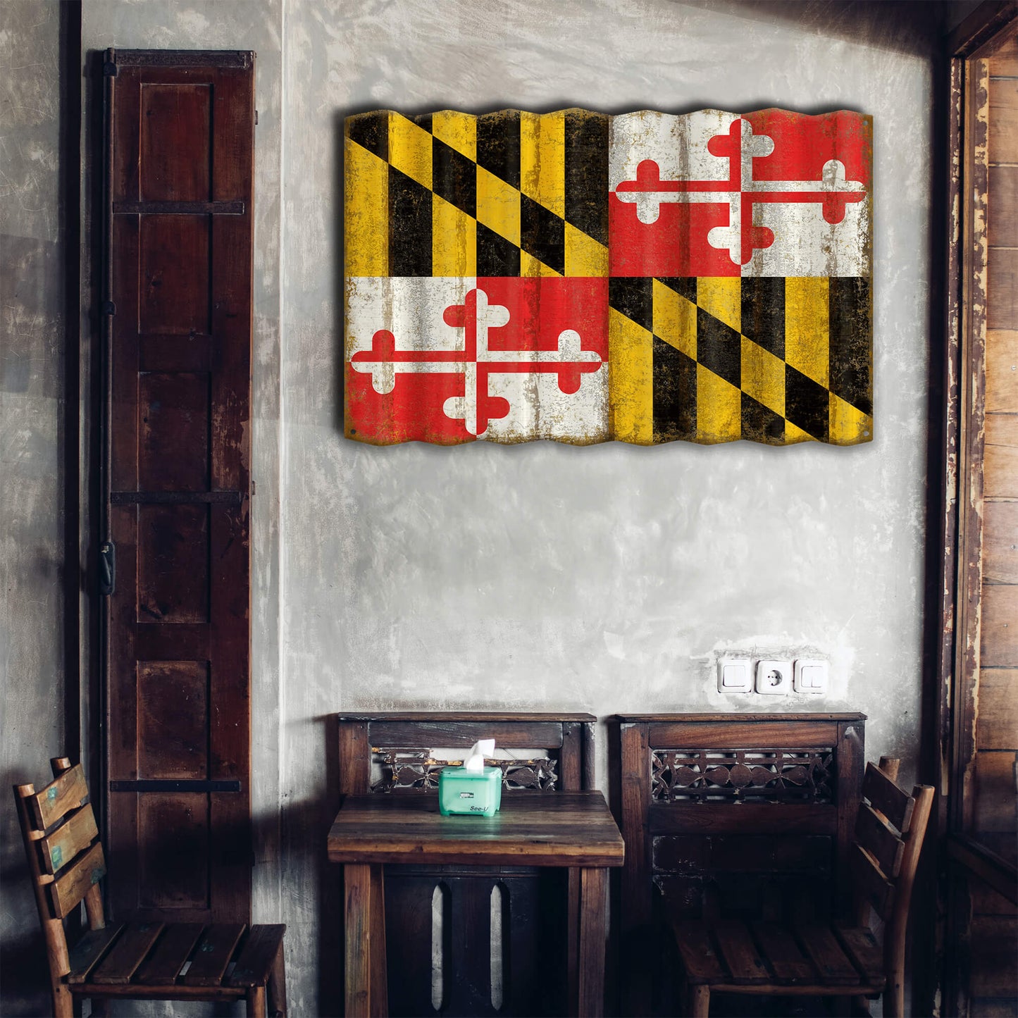 Maryland State Flag - Corrugated Metal Wall Art