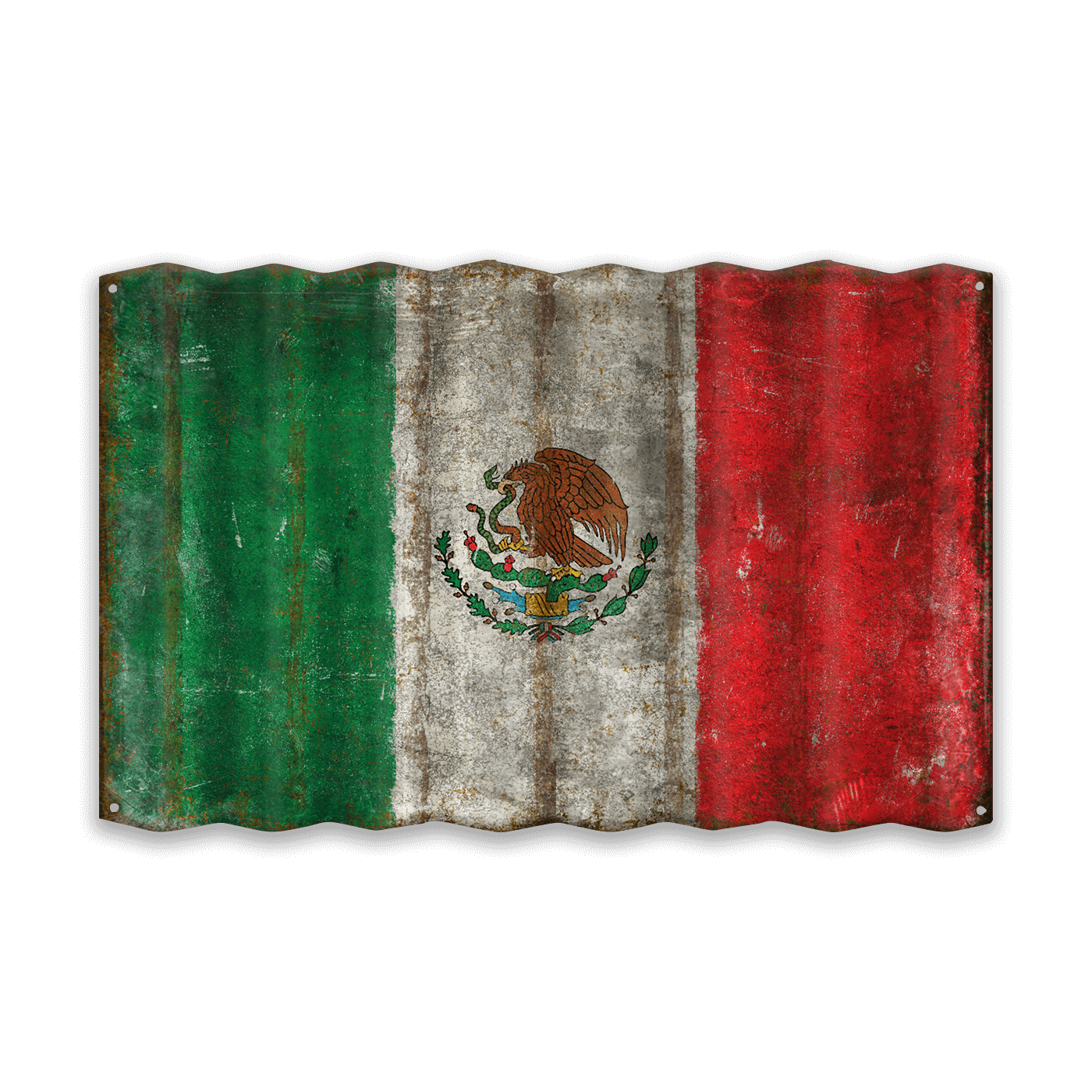 Mexican Flag - Corrugated Metal Wall Art