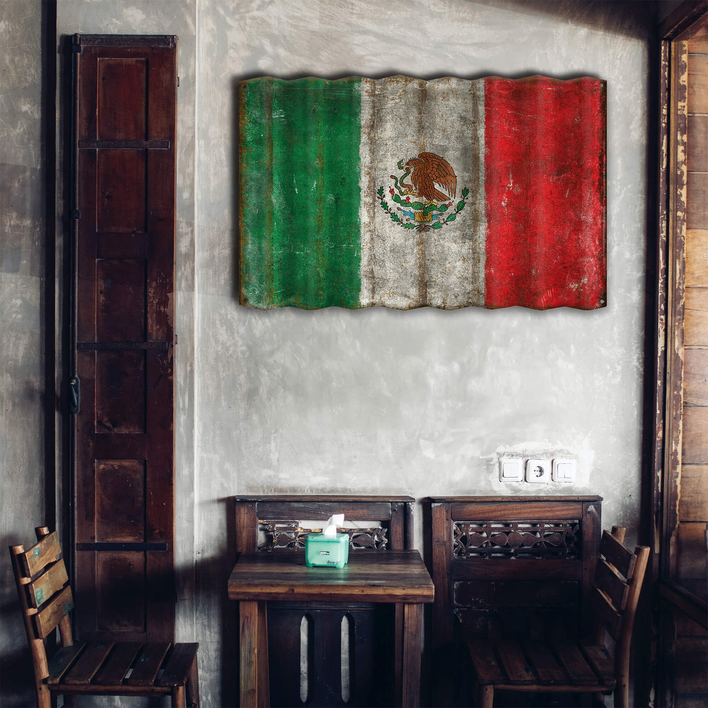 Mexican Flag - Corrugated Metal Wall Art