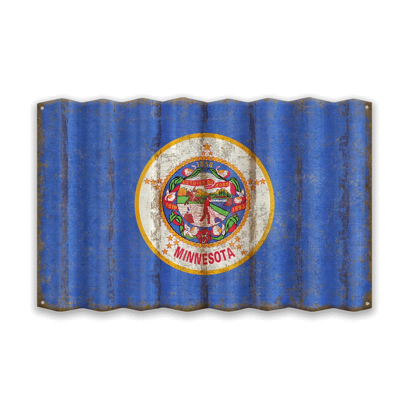 Minnesota State Flag - Corrugated Metal Wall Art