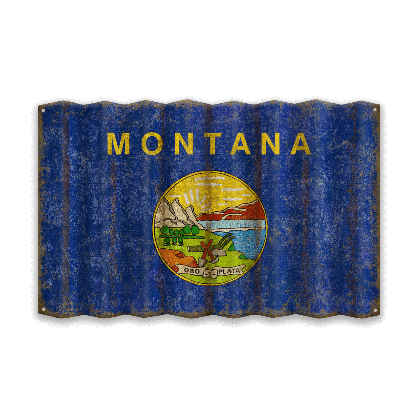 Montana State Flag - Corrugated Metal Wall Art