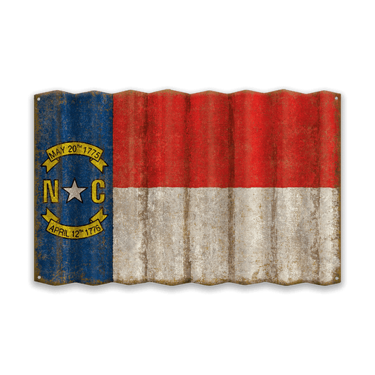 North Carolina State Flag - Corrugated Metal Wall Art