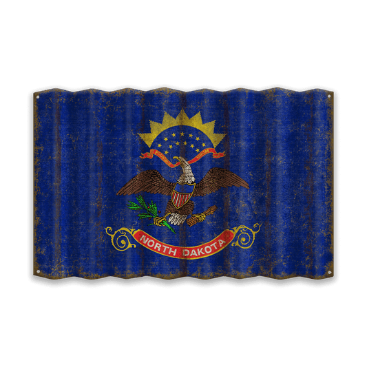North Dakota State Flag - Corrugated Metal Wall Art