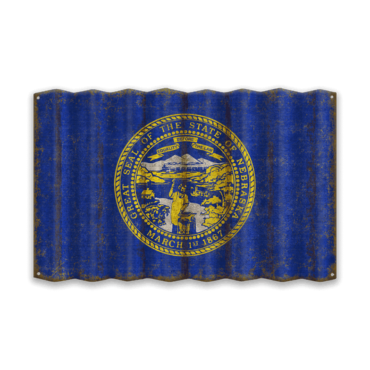 Nebraska State Flag - Corrugated Metal Wall Art