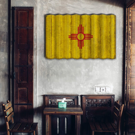New Mexico State Flag - Corrugated Metal Wall Art