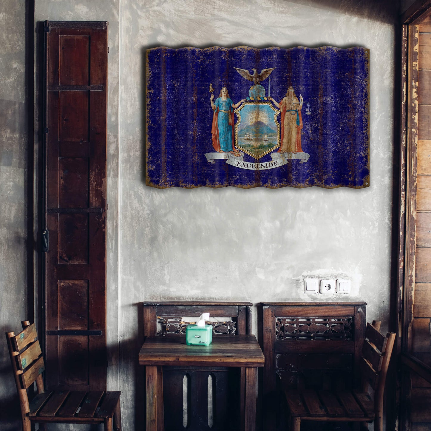 New York State Flag - Corrugated Metal Wall Art