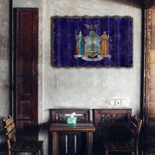 New York State Flag - Corrugated Metal Wall Art