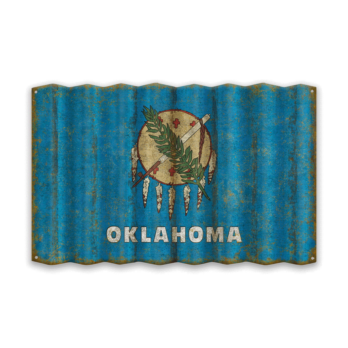 Oklahoma State Flag - Corrugated Metal Wall Art