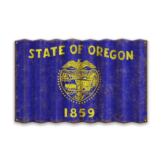 Oregon State Flag - Corrugated Metal Wall Art