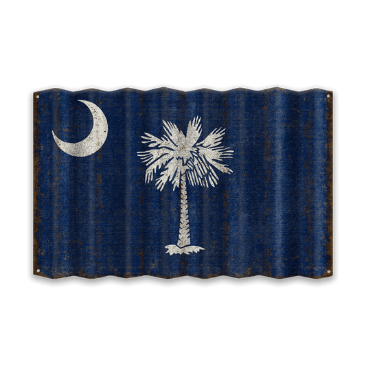 South Carolina State Flag - Corrugated Metal Wall Art