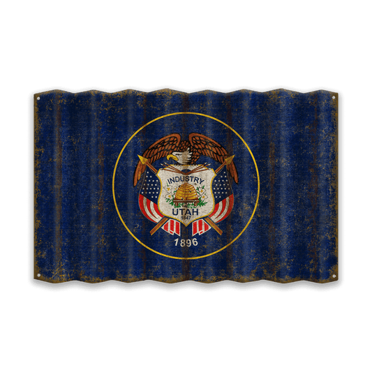 Utah State Flag - Corrugated Metal Wall Art