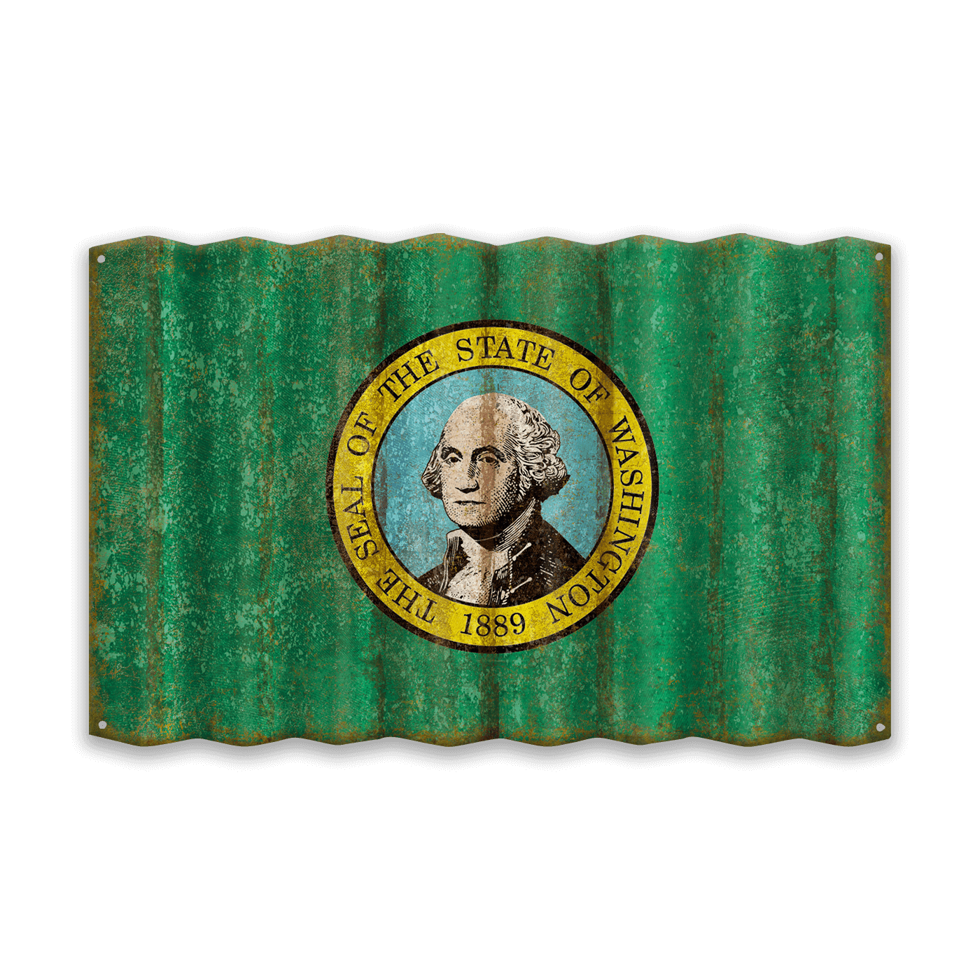 Washington State Flag - Corrugated Metal Wall Art