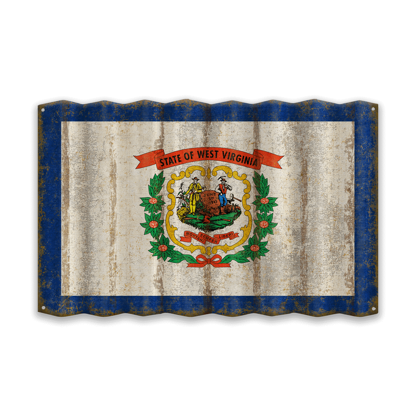 West Virginia State Flag - Corrugated Metal Wall Art