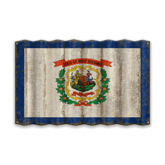 West Virginia State Flag - Corrugated Metal Wall Art