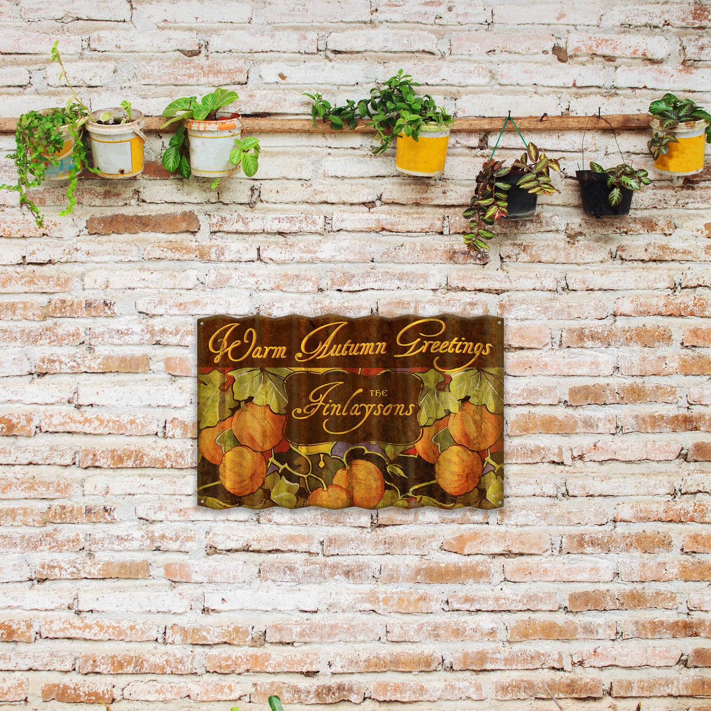 Warm Autumn Greetings - Corrugated Metal Wall Art